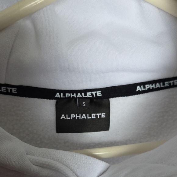 Alphalete White Crop Hoodie with Black Logo - Picture 2 of 5